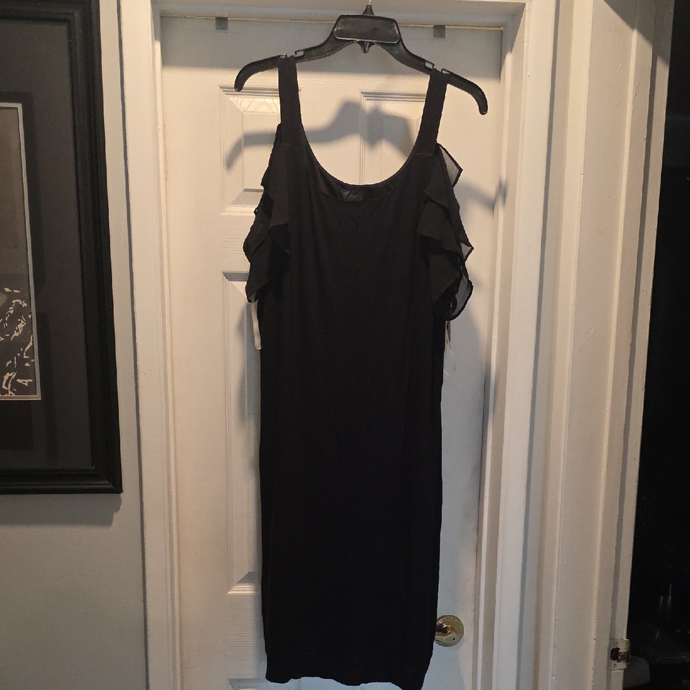 Thalia Sodi Black Ruffle Sleeve Mini Dress